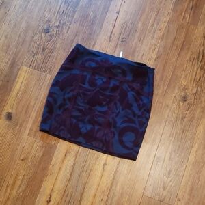 Free People Navy Blue Patterned Mini Skirt